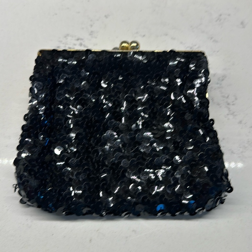 JEM Black Beaded & Sequin Purse | Handmade Vintage Handbag